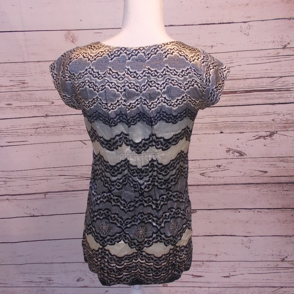 CAbi 100% Silk Blouse Blue Folley Xsmall - Picture 5 of 6